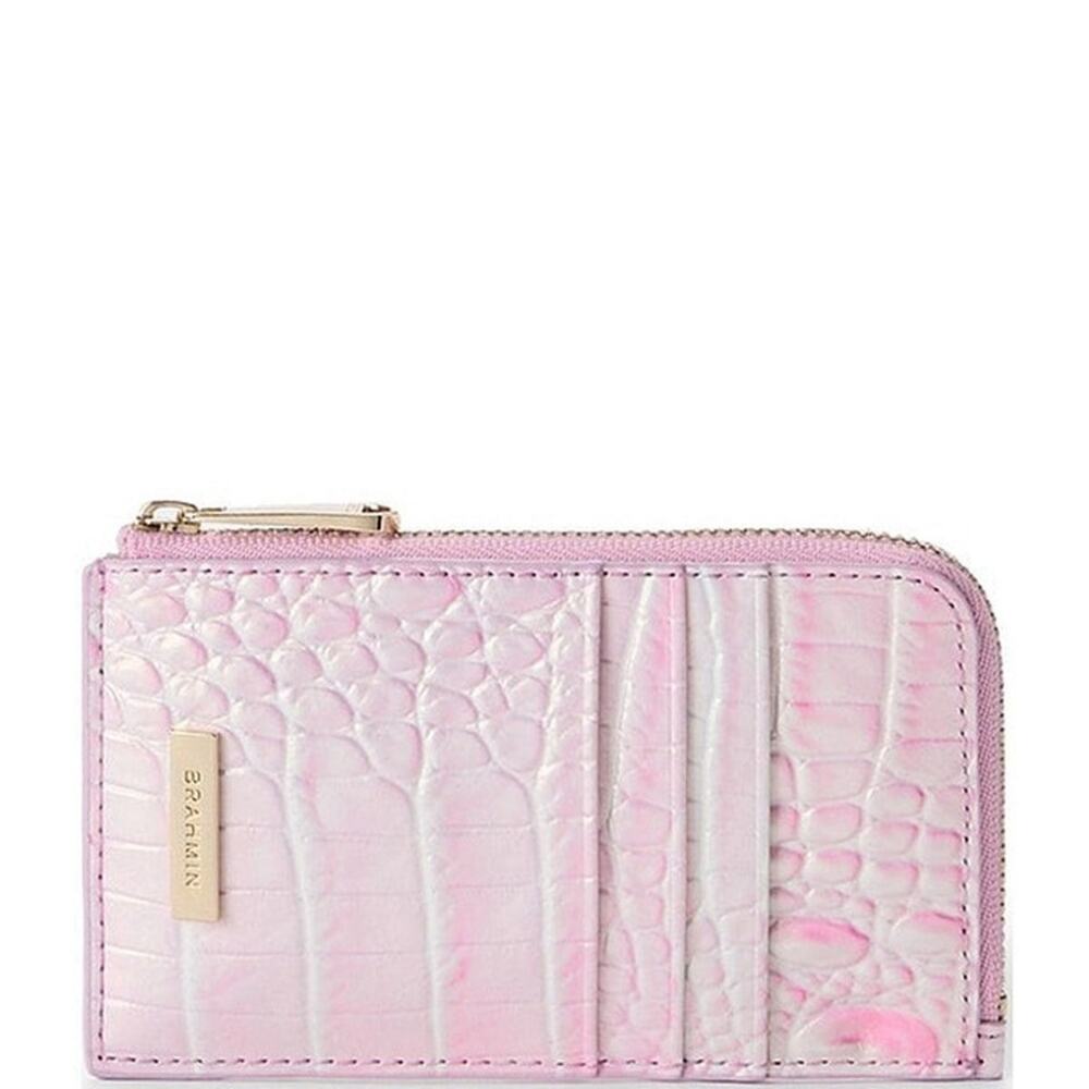 Brahmin Lennon Leather Card Wallet In Rose Water